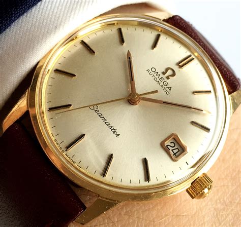 omega watches mens gold|omega 18k gold men's watch.